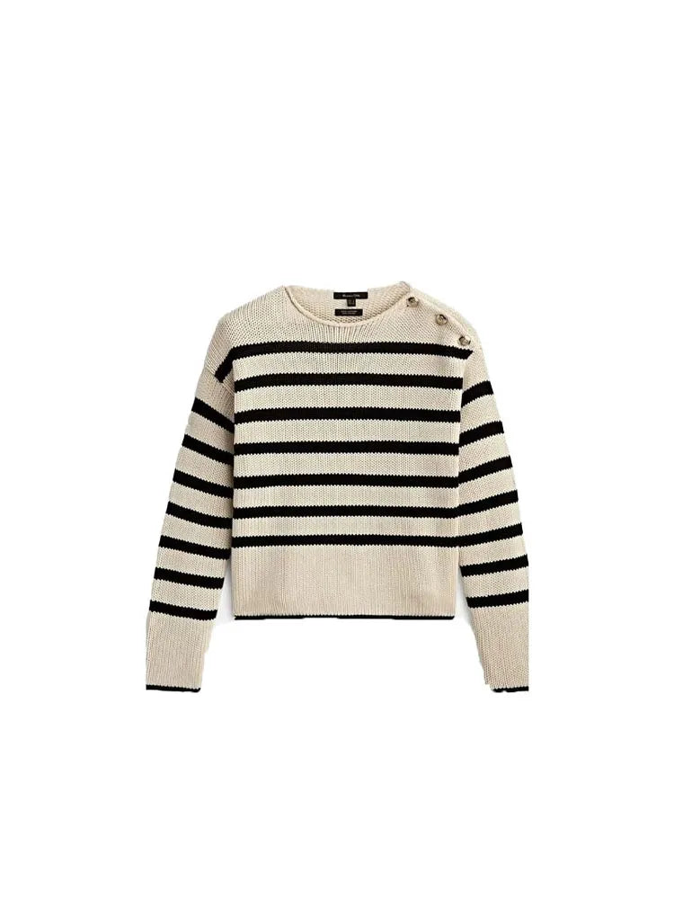 Striped Knitted Long Sleeve Pullover