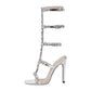 Crystal Lace-Up Stiletto Cross Strap Thin High Heel Sandals