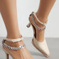 Square Toe Chain Ankle Buckle Heels