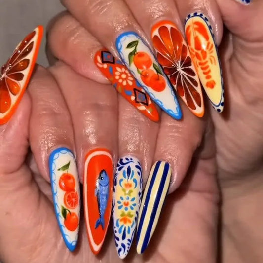 Amalfi Coast Citrus & Seafood Extravaganza Press-On Nail Set