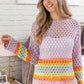 BiBi Rainbow Stripe Hollow Out Cover Up