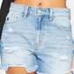 Kancan High Waist Frayed Denim Shorts