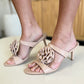 Weeboo Flower PU Leather Stiletto Heel Sandals