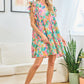 First Love Ruffled Printed Notched Cap Sleeve Dress