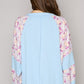 POL Round Neck Balloon Floral Long Sleeve Top