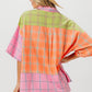 BiBi Plaid Collared Neck Half Sleeve Shirt