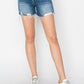 RISEN High Rise Raw Hem Distressed Denim Shorts