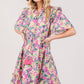 SAGE + FIG Floral Ruffle Short Sleeve Dress