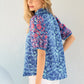 Hailey & Co Embroidered Puff Sleeve Printed Blouse