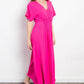 Be Stage Full Size Shirred Front Short Sleeve Maxi Dress