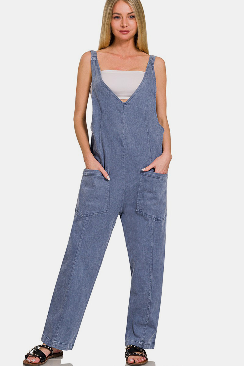 Zenana Pocketed Wide Strap Jumpsuit