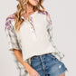 SAGE + FIG Plaid Half Button Gauze Top