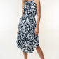 White Birch Tied Ruched Floral Sleeveless Knee Length Dress
