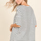 BOMBOM Striped Round Neck T-Shirt