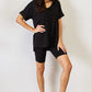 Zenana Full Size V-Neck Short Sleeve Slit T-Shirt and Shorts Set