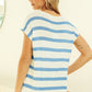 BiBi Striped Round Neck Short Sleeve Knit Top