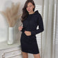 Culture Code Full Size Drawstring Long Sleeve Hooded Dress