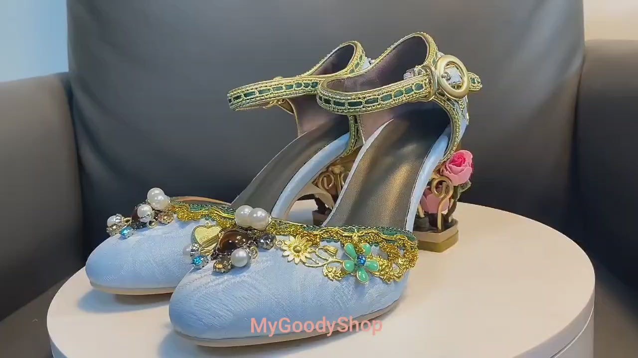 Floral Gem Studded Heels mygoodyshop MyGoodyShop