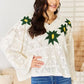 POL Floral Embroidered Pattern V-Neck Sweater