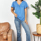 Double Take Ruched V-Neck Short Sleeve T-Shirt