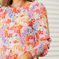 Double Take Floral Print Long Puff Sleeve Blouse