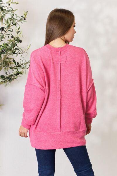 Zenana Full Size Center Seam Long Sleeve Sweatshirt
