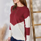 Hailey & Co Full Size Color Block Dropped Shoulder Knit Top