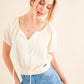 And The Why Cotton Gauze Back Waist Tie Cropped Blouse