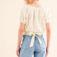 And The Why Cotton Gauze Back Waist Tie Cropped Blouse