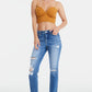 BAYEAS Full Size High Waist Distressed Cat's Whiskers Straight Jeans