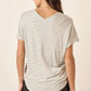 Mittoshop Striped V-Neck Short Sleeve T-Shirt