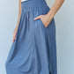 Doublju Comfort Princess Full Size High Waist Scoop Hem Maxi Skirt in Dusty Blue