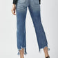 RISEN High Waist Distressed Frayed Hem Cropped Straight Jeans