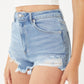 LOVE TREE Raw Hem Cat's Whisker Denim Shorts