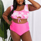 Marina West Swim Sanibel Crop Swim Top and Ruched Bottoms Set in Pink