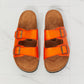 MMShoes Feeling Alive Double Banded Slide Sandals in Orange