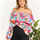 Double Take Floral Off-Shoulder Flounce Sleeve Layered Blouse