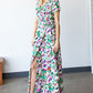 First Love Slit Printed Surplice Tie Waist Short Sleeve Dress