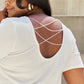 And The Why Pearly White Full Size Criss Cross Pearl Detail Open Back T-Shirt
