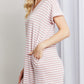 Heimish Full Size Horizontal Stripe Side Slit V-Neck Dress