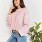 Double Take Contrast Detail Dropped Shoulder Knit Top