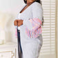 Woven Right Fringe Sleeve Dropped Shoulder Cardigan