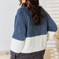 Culture Code Faux Fur Color Block V-Neck Sweater