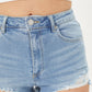 LOVE TREE Raw Hem Cat's Whisker Denim Shorts