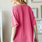 Heimish Full Size Ribbed Half Button Drop Shoulder Top