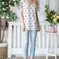Heimish Full Size Star Print Short Sleeve V-Neck Waffle Knit T-Shirt