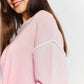 Double Take Contrast Detail Dropped Shoulder Knit Top