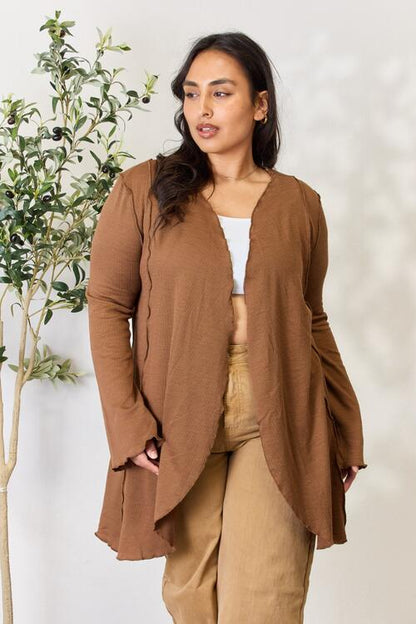 Culture Code Full Size Open Front Long Sleeve Cardigan