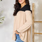 BOMBOM Contrast Long Sleeve Ruched Blouse