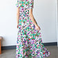 First Love Slit Printed Surplice Tie Waist Short Sleeve Dress